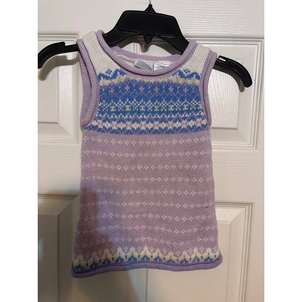 Simply Basic Baby Girls Lavender Fair Isle Knit Sweater Vest Sleeveless 12 Month